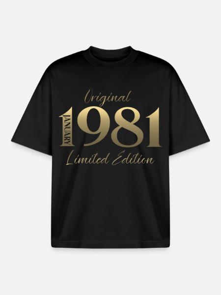 45e anniversaire Original janvier 1981 - T-shirt unisexe boxy épais biologique Stanley/Stella - noir
