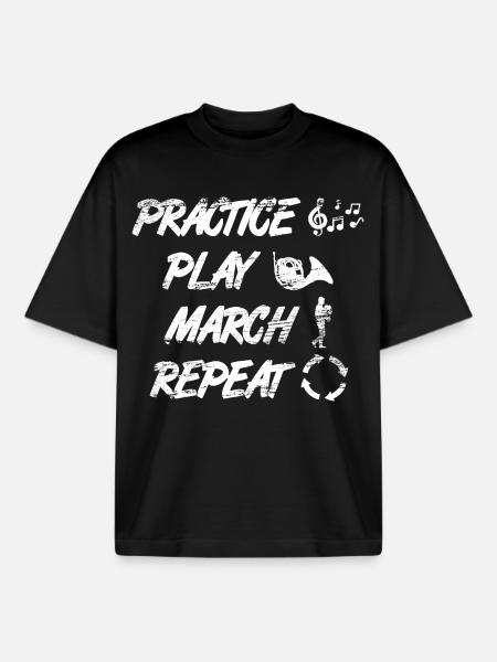 Practice playing French horn Repeat - Boxy Heavyweight Unisex Organic T-Shirt by Stanley/Stella - black
