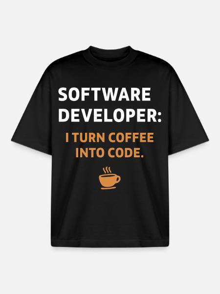 Software Developer - Coffee Edition - Boxy Heavyweight Unisex Organic T-Shirt by Stanley/Stella - black