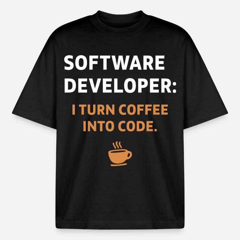 Software Developer - Coffee Edition - Heavyweight Boxy Unisex T-Shirt by Stanley/Stella - black