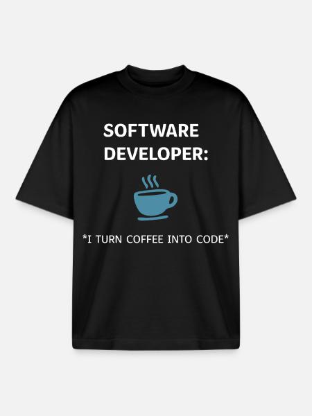 Software Developer - Coffee Edition - Boxy Heavyweight Unisex Organic T-Shirt by Stanley/Stella - black