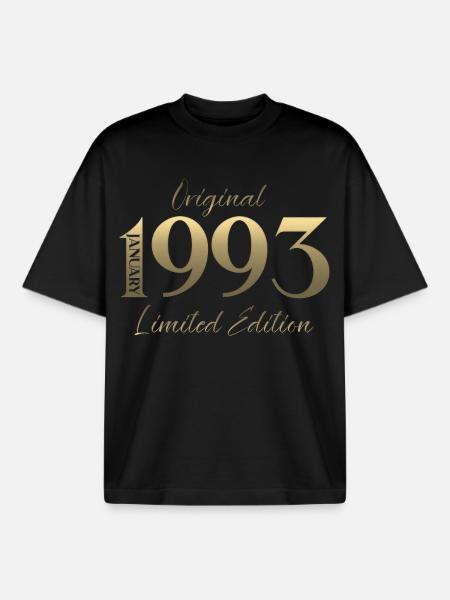 33rd Birthday Original January 1993 - Boxy Heavyweight Unisex Organic T-Shirt by Stanley/Stella - black