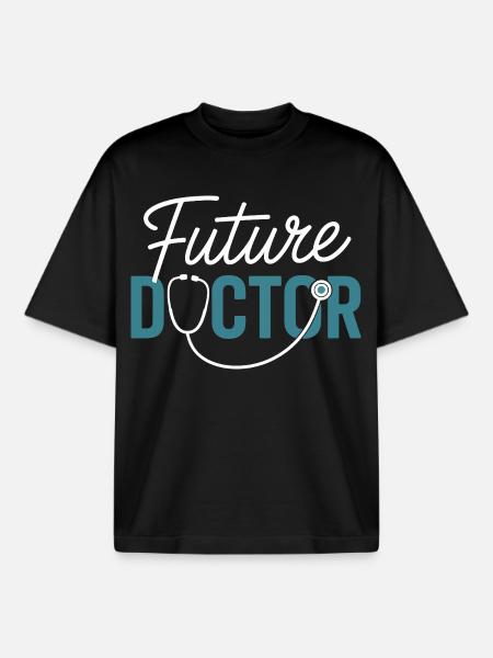 Future Doctor Stethoscope Design - Boxy Heavyweight Unisex Organic T-Shirt by Stanley/Stella - black