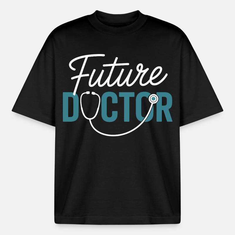 Future Doctor Stethoscope Design - Boxy Heavyweight Unisex Organic T-Shirt by Stanley/Stella - black