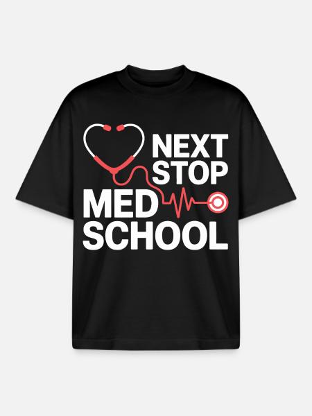 Med School Stethoscope Heart Tea - Boxy Heavyweight Unisex Organic T-Shirt by Stanley/Stella - black