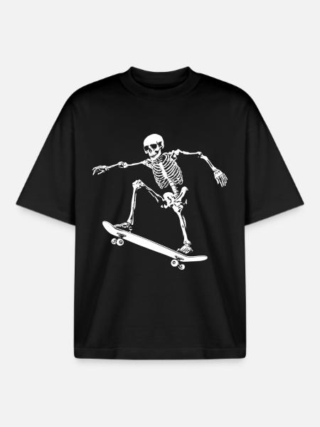 Funny Skellett Skater Skateboard Skateboarding - Boxy Heavyweight Unisex Organic T-Shirt by Stanley/Stella - black
