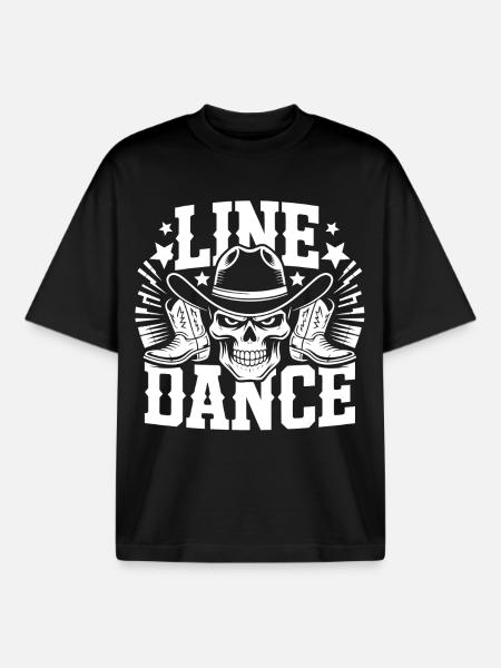 Line Dance Skull Western - Boxy Heavyweight Unisex Organic T-Shirt by Stanley/Stella - black
