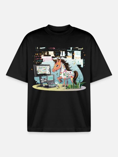 Digital Graffiti Pony - Boxy Heavyweight Unisex Organic T-Shirt by Stanley/Stella - black