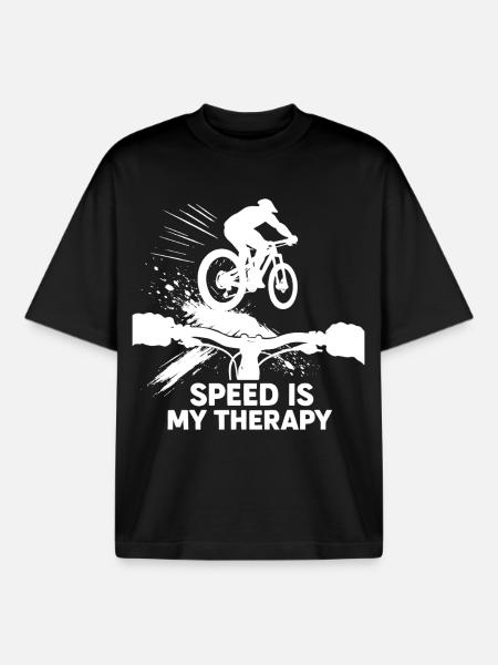 Downhill MTB POV Speed Therapy Gift - Boxy Heavyweight Unisex Organic T-Shirt by Stanley/Stella - black