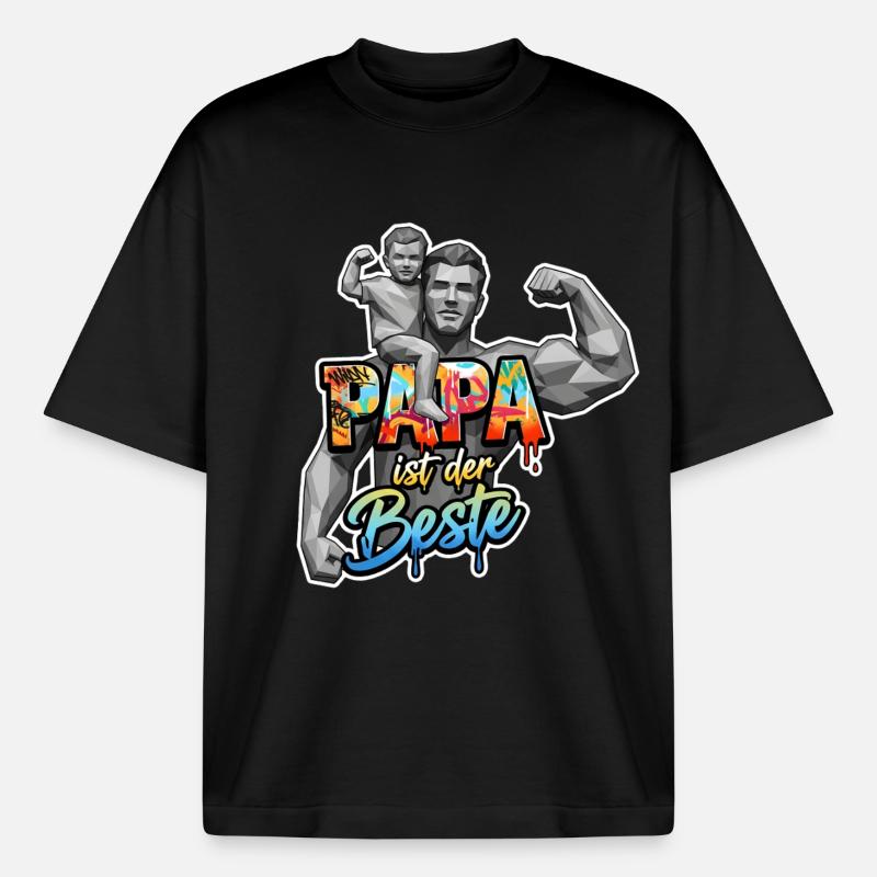 Papa ist der Beste - Boxy Heavyweight Unisex Organic T-Shirt von Stanley/Stella - Schwarz