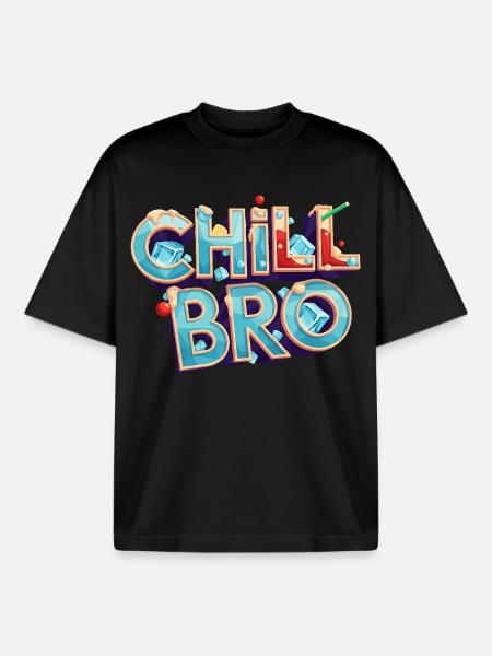 Chill Bro Cocktail Lettering - Boxy Heavyweight Unisex Organic T-Shirt by Stanley/Stella - black