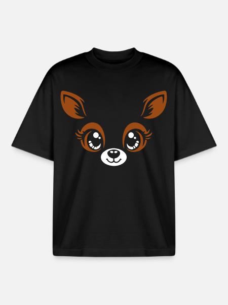 Deer | Big Face Costume Carnival Disguise - Boxy Heavyweight Unisex Organic T-Shirt by Stanley/Stella - black