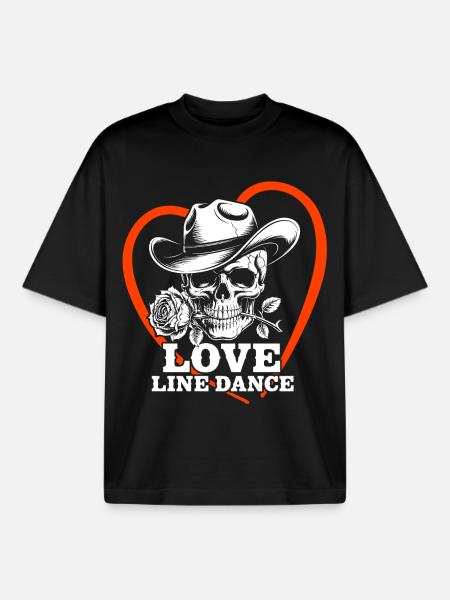 Love Line Dance Skull - Boxy Heavyweight Unisex Organic T-Shirt by Stanley/Stella - black