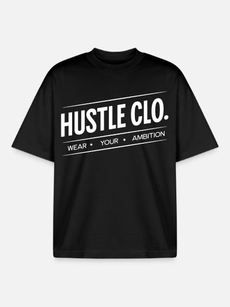 Hustle Clo Ambition Logo - Boxy Heavyweight Unisex Organic T-Shirt by Stanley/Stella - black
