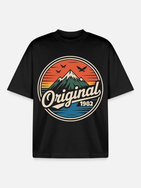 Originales Retro-Jubiläum von 1982 - Boxy Heavyweight Unisex Organic T-Shirt von Stanley/Stella - Schwarz