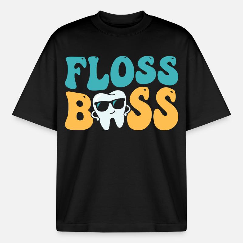 Assistant dentaire dentaire Floss - T-shirt unisexe épais coupe boxy Stanley/Stella - noir