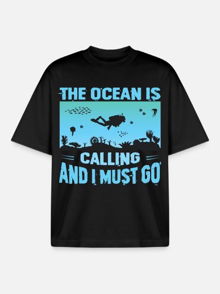 Funny diver design - Boxy Heavyweight Unisex Organic T-Shirt by Stanley/Stella - black