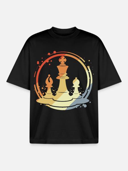 Chess pieces in retro style - Boxy Heavyweight Unisex Organic T-Shirt by Stanley/Stella - black