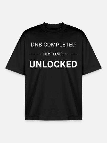 DNB_COMPLETED_NEXT_LEVEL_UNLOCKED_white - T-shirt unisexe boxy épais biologique Stanley/Stella - noir