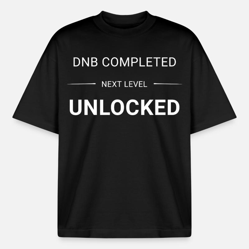 DNB_COMPLETED_NEXT_LEVEL_UNLOCKED_white - Boxy Heavyweight Unisex Organic T-Shirt von Stanley/Stella - Schwarz