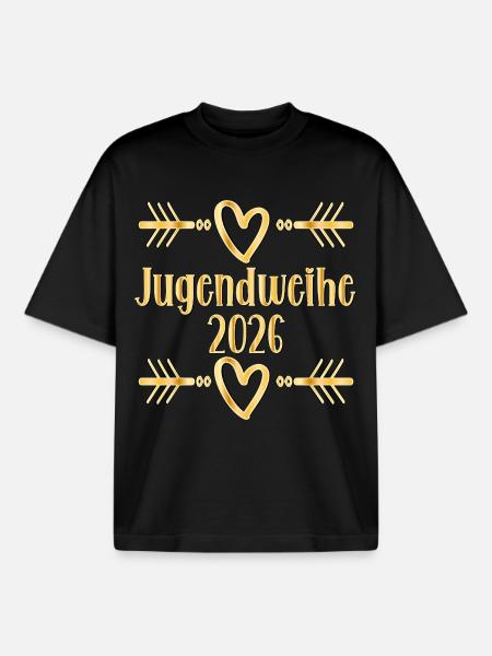 Herz Jugendweihe 2026 - Boxy Heavyweight Unisex Organic T-Shirt by Stanley/Stella - black
