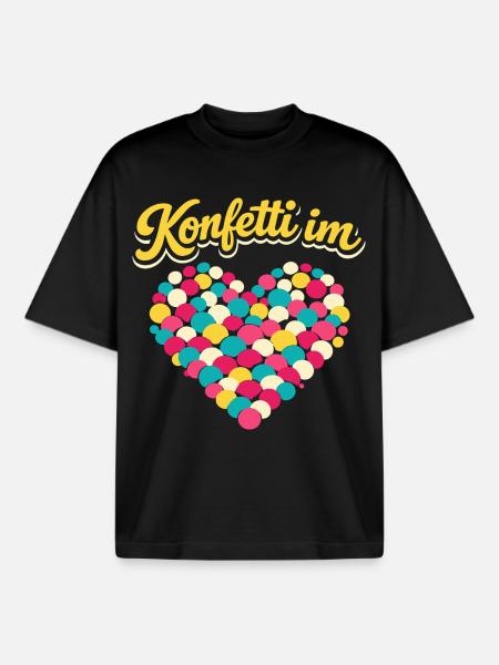 karneval konfetti im herzen - Boxy Heavyweight Unisex Organic T-Shirt von Stanley/Stella - Schwarz