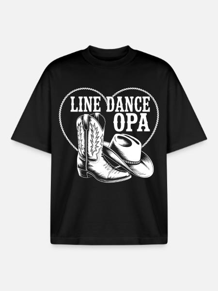 Line Dance Opa Herz - Boxy Heavyweight Unisex Organic T-Shirt von Stanley/Stella - Schwarz