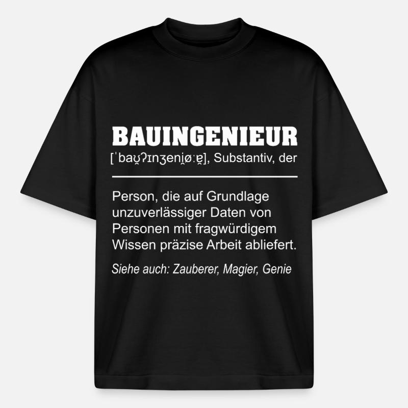 Civil Engineer Definition Funny - Boxy Heavyweight Unisex Organic T-Shirt by Stanley/Stella - black