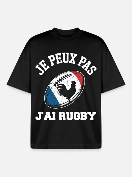 I can't I have rugby - Boxy Heavyweight Unisex Organic T-Shirt by Stanley/Stella - black