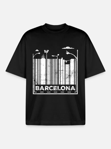 Barcelona City - Boxy Heavyweight Unisex Organic T-Shirt by Stanley/Stella - black
