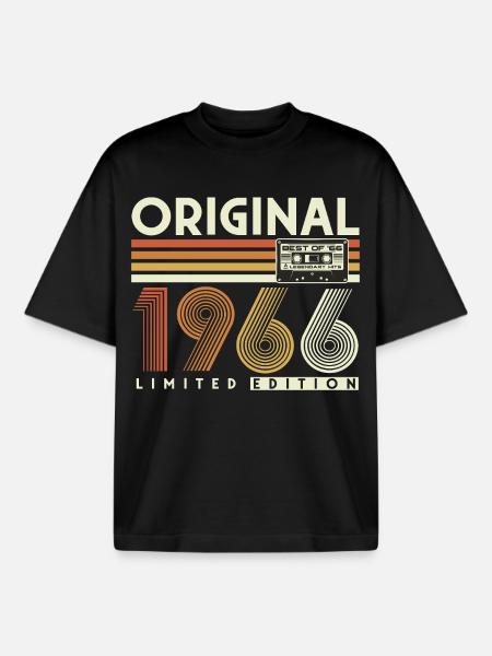 Vintage 1966 Vintage 60-års fødselsdag Retro - Stanley/Stella unisex boxy heavyweight T-shirt økologisk - sort