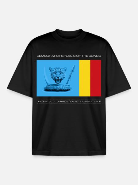 DRC BOLD UNOFFICIAL FLAG - Boxy Heavyweight Unisex Organic T-Shirt by Stanley/Stella - black