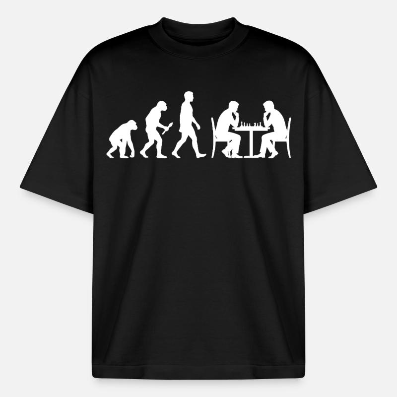 Chess Evolution – The Path to Grandmaster - Boxy Heavyweight Unisex Organic T-Shirt by Stanley/Stella - black