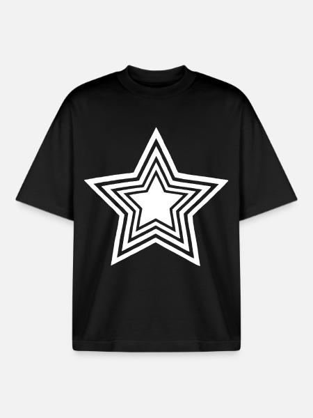Infinite White Star - Boxy Heavyweight Unisex Organic T-Shirt by Stanley/Stella - black
