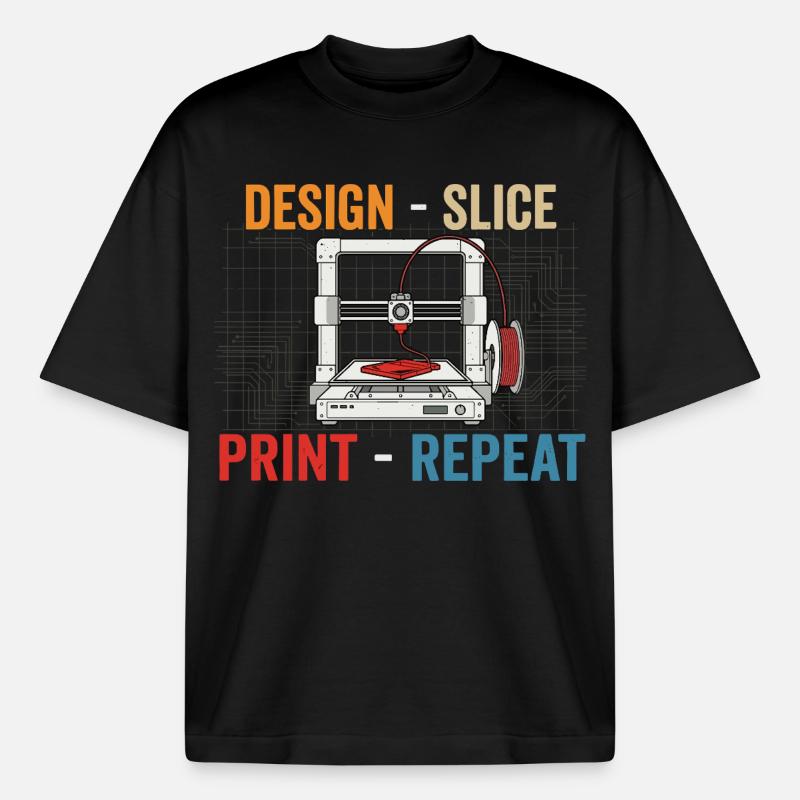 3D-Druck Evolution – Design Slice Print Repeat - Boxy Heavyweight Unisex Organic T-Shirt von Stanley/Stella - Schwarz