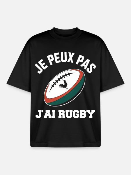 I can't I have rugby - Boxy Heavyweight Unisex Organic T-Shirt by Stanley/Stella - black