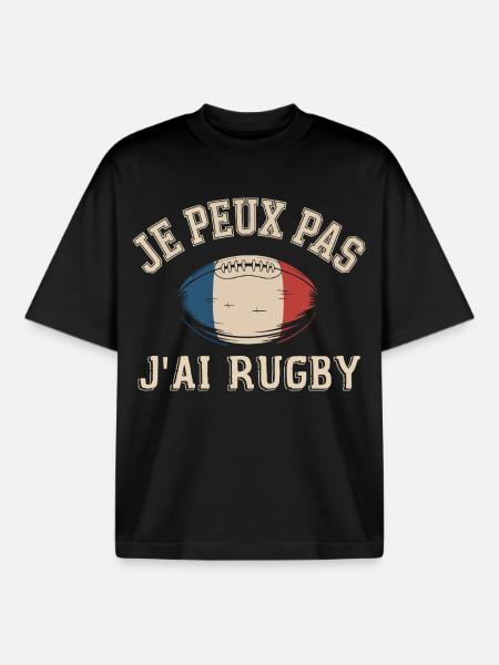 I can't I have rugby - Boxy Heavyweight Unisex Organic T-Shirt by Stanley/Stella - black