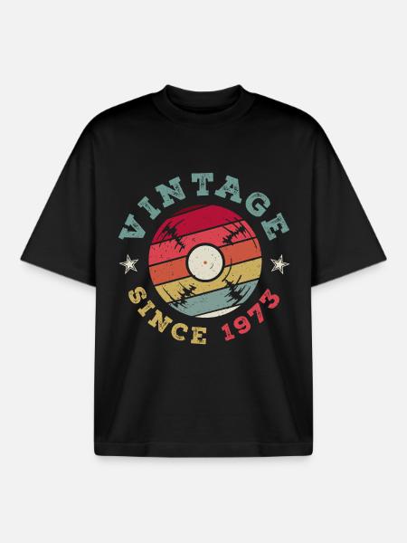 Millésime 1973 - T-shirt unisexe boxy épais biologique Stanley/Stella - noir