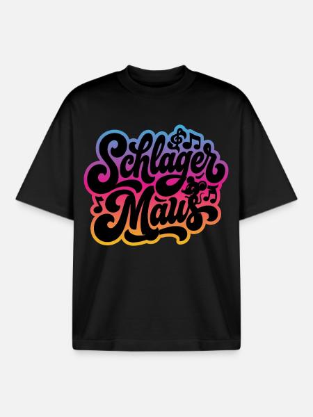 Schlager Maus - Schlagermaus - Schlagermusik - Boxy Heavyweight Unisex Organic T-Shirt by Stanley/Stella - black