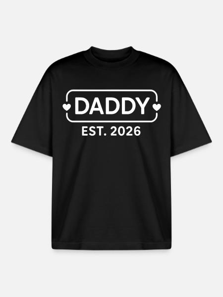 DADDY 2026 Stolzer werdender Vater - Boxy Heavyweight Unisex Organic T-Shirt von Stanley/Stella - Schwarz