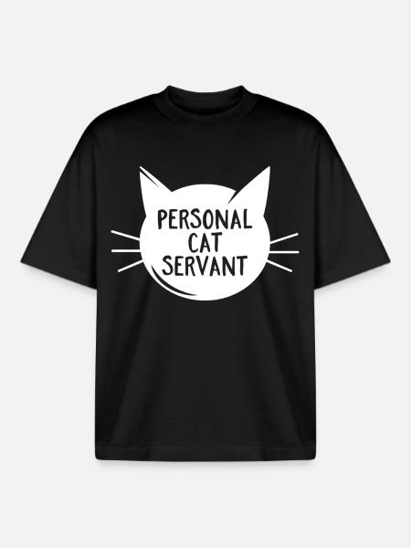 Personal Cat Servant - Boxy Heavyweight Unisex Organic T-Shirt by Stanley/Stella - black