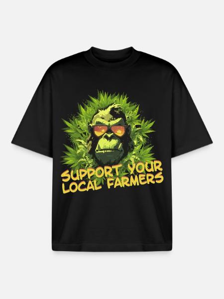 Support your local farmers - Boxy Heavyweight Unisex Organic T-Shirt by Stanley/Stella - black