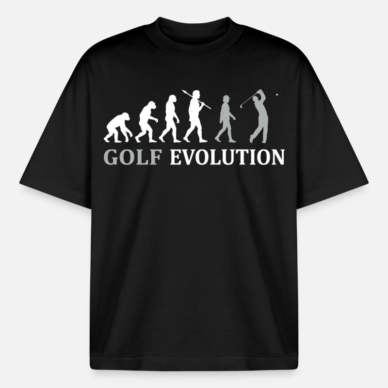 Golf Evolution – Das perfekte Golfer Geschenk - Boxy Heavyweight Unisex Organic T-Shirt von Stanley/Stella - Schwarz