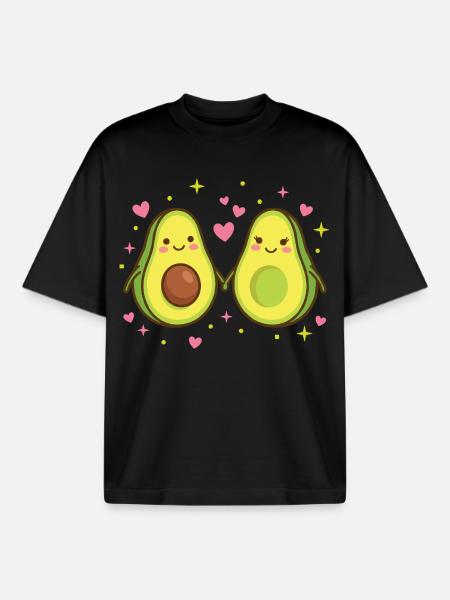 Avocado Love – The Perfect Half - Boxy Heavyweight Unisex Organic T-Shirt by Stanley/Stella - black