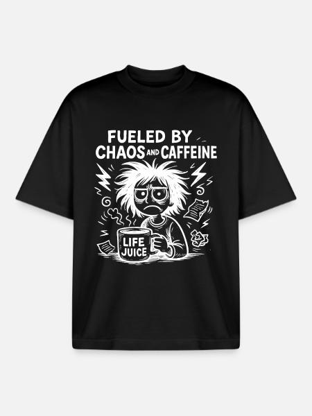 fueled by caffeine fun - Boxy Heavyweight Unisex Organic T-Shirt by Stanley/Stella - black