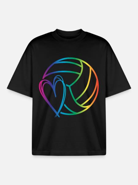 Volleyball Love - Boxy Heavyweight Unisex Organic T-Shirt by Stanley/Stella - black