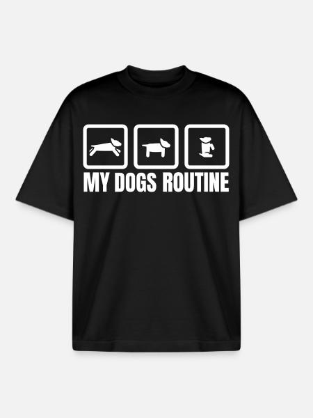 Routine de mes chiens - T-shirt unisexe boxy épais biologique Stanley/Stella - noir