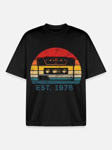 1976 50th Birthday - Boxy Heavyweight Unisex Organic T-Shirt by Stanley/Stella - black
