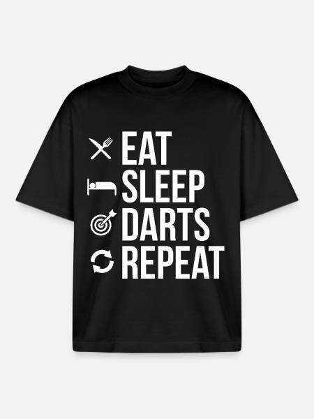 Eat Sleep Darts Repeat - T-shirt unisexe boxy épais biologique Stanley/Stella - noir