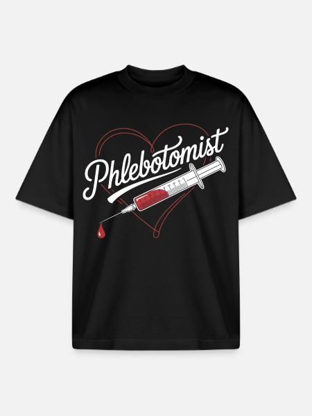 Phlebotomist Heart Injection - Boxy Heavyweight Unisex Organic T-Shirt by Stanley/Stella - black